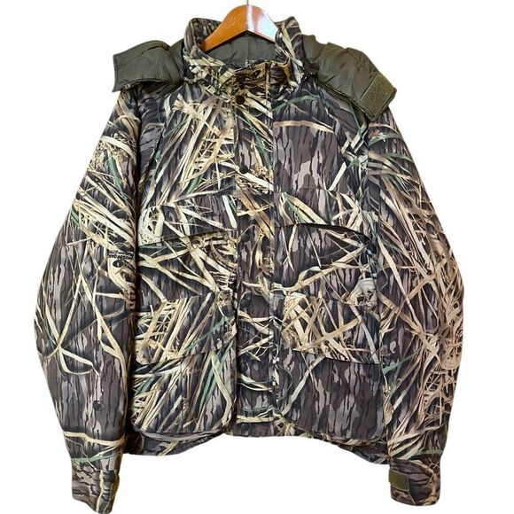 Cabela’s Mossy Oak Duck Blind Camo Jacket XL Mens  Removable Hood Snap & Zip Clo - Picture 1 of 9